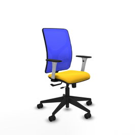 PIQUERAS Y CRESPO Silla de oficina Motilla con mecanismo Sincro/Traslack Amarillo y Azul