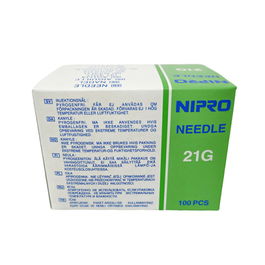 Agujas Nipro 21G 0.8x25mm Verde 100 Unidades