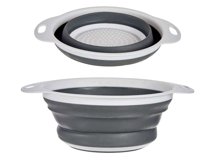 Kinvara Colador Redondo con Asas Plegable 20 cm para Cocina, Plástico Blanco/Gris (Set de 24) Kinvara Colador Redondo con Asas Plegable 20 cm para Cocina, Plástico Blanco/Gris (Set de 24)