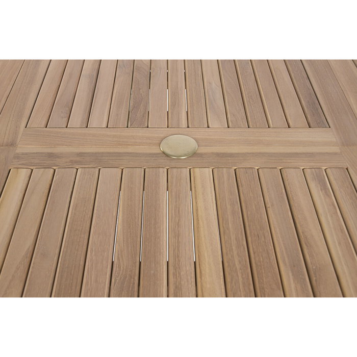 DKD Home Decor Mesa de Comedor para Terraza y Jardín de Teca Extensible, Color Marrón, 100 x 75 x 180 cm (Extensible a 240 cm)
