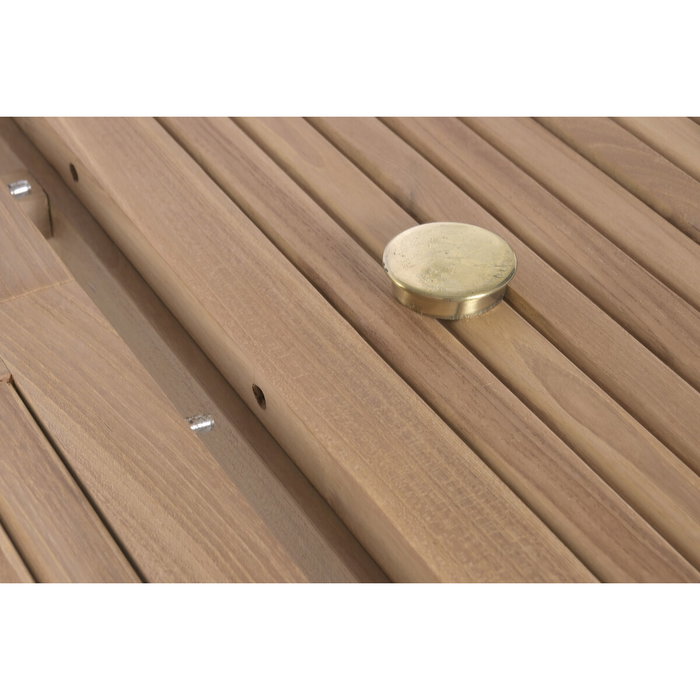 DKD Home Decor Mesa de Comedor para Terraza y Jardín de Teca Extensible, Color Marrón, 100 x 75 x 180 cm (Extensible a 240 cm)