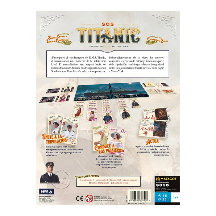 Devir Juego de Mesa SOS Titanic - Juego Cooperativo Familiar del Hundimiento del Titanic - 1 a 5 Jugadores - Castellano - A partir de 14 años