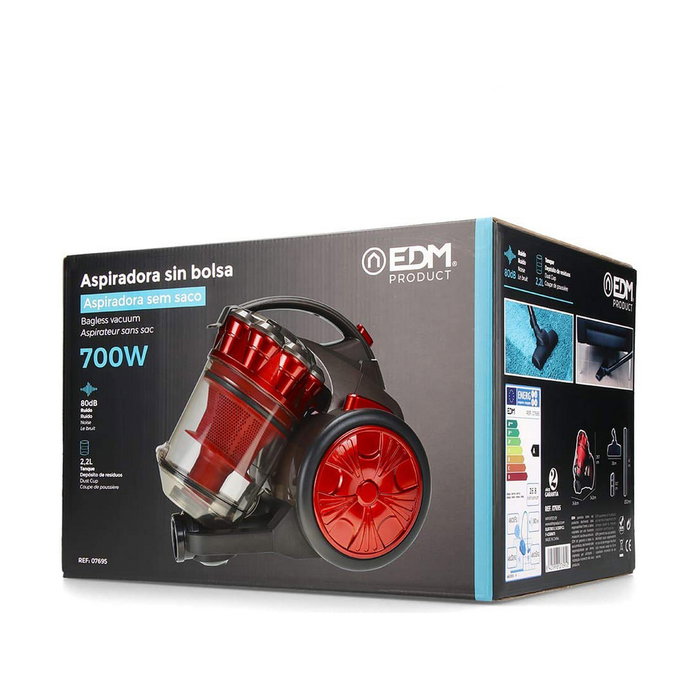 Edm Aspirador Multiciclónico sin Bolsa Rojo 700 W 2,2 l