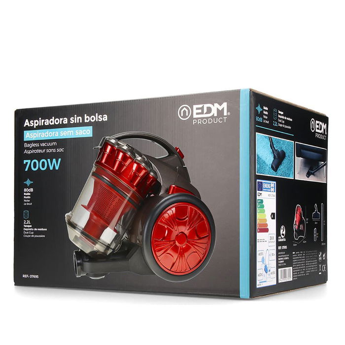 Edm Aspirador Multiciclónico Pequeño 700W 2.2L Rojo