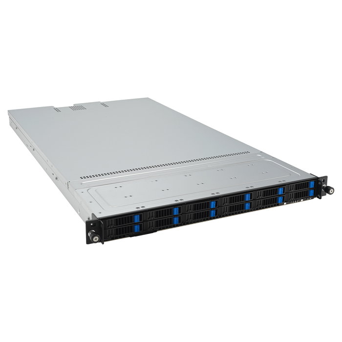 ASUS RS501A-E12-RS12U/1G Barebone Server Rack 1U, SP5 Socket LGA 6096 AMD, 12 NVMe, 1.6kW PSU, OCP, GPU Support, 90SF03Y1-M000D0