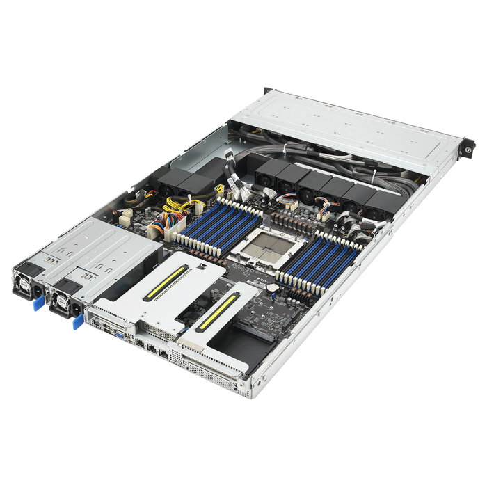 ASUS RS501A-E12-RS12U/1G Barebone Server Rack 1U, SP5 Socket LGA 6096 AMD, 12 NVMe, 1.6kW PSU, OCP, GPU Support, 90SF03Y1-M000D0