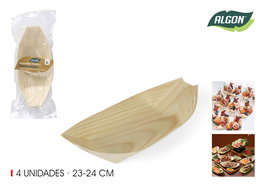 Algon Set 4 Barquillas Madera 23 cm (24 Unidades)