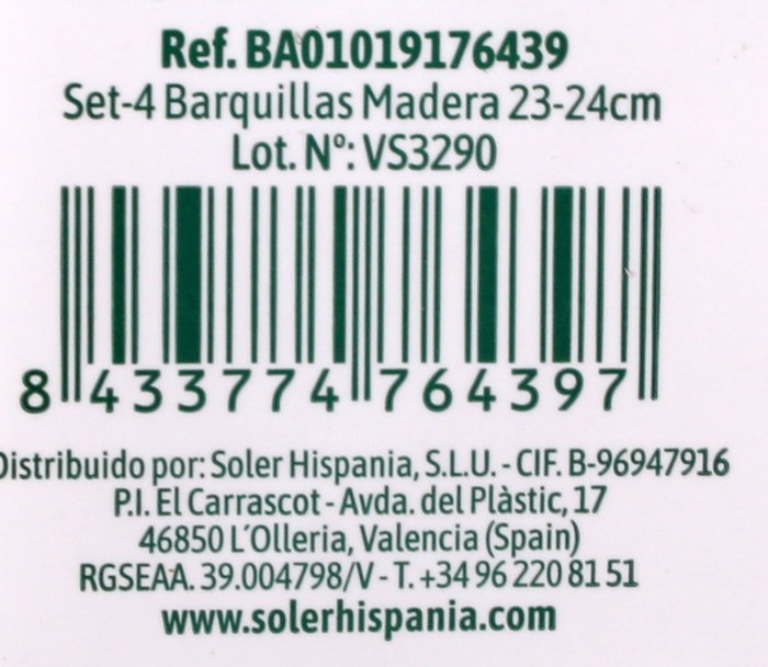 Algon Set 4 Barquillas Madera 23 cm (24 Unidades)