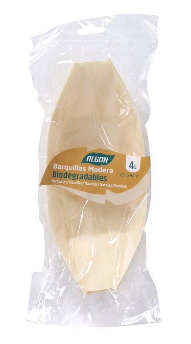 Algon Set 4 Barquillas Madera 23 cm (24 Unidades)