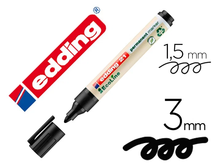 Edding 21 Marcador Permanente Negro Punta Redonda Edding 21 Marcador Permanente Negro Punta Redonda