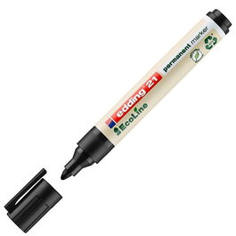 Edding Marcador Permanente 21 Ecoline Negro (Set de 10) - Marcador Ecológico Recargable con Punta Redonda 1.5-3mm, Resistente al Agua (Set de 10)