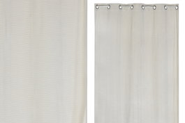 DKD Home Decor Cortina de Poliéster 140x260 cm Crudo con 8 Anillas