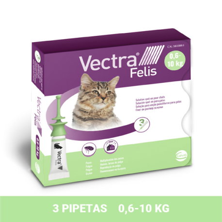 Vectra Felis 3 Pipetas para Gatos de 0,6-10 kg Vectra Felis 3 Pipetas para Gatos de 0,6-10 kg