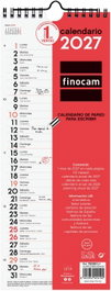 Finocam Calendario de Pared Mensual para Escribir 2027 130x330 mm