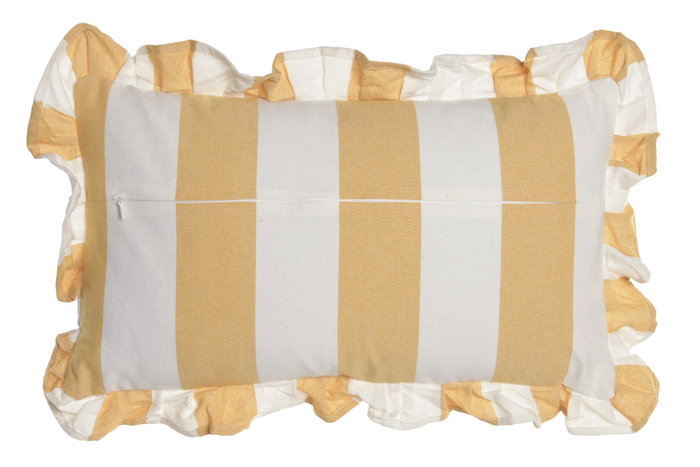DKD Home Decor Cojín Algodón Reciclado 50x30 Amarillo con Volantes y Rayas (Pack de 2)