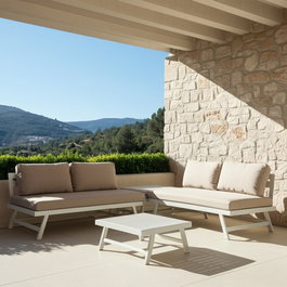 Conjunto Jardín Beige-Blanco Aluminio 1 cm