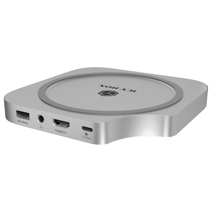 RaidSonic ICY BOX Club Dock 100 Dockingstation para Mac Mini, SSD M.2, USB 3.2 Gen 2 Type-C, Plata