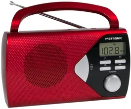 Metronic Radio Portátil Digital AM/FM con Función Alarma, Rojo