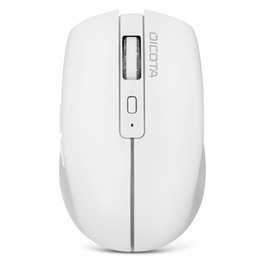 Dicota D32044 Ratón Inalámbrico RF + Bluetooth para Notebook, Ambidiestro, 1600 DPI, 6 Botones, Blanco, Recargable USB-C