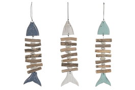 DKD Home Decor Decoración Colgante Albasia Surtido de 3 Piezas 11x2x48 cm