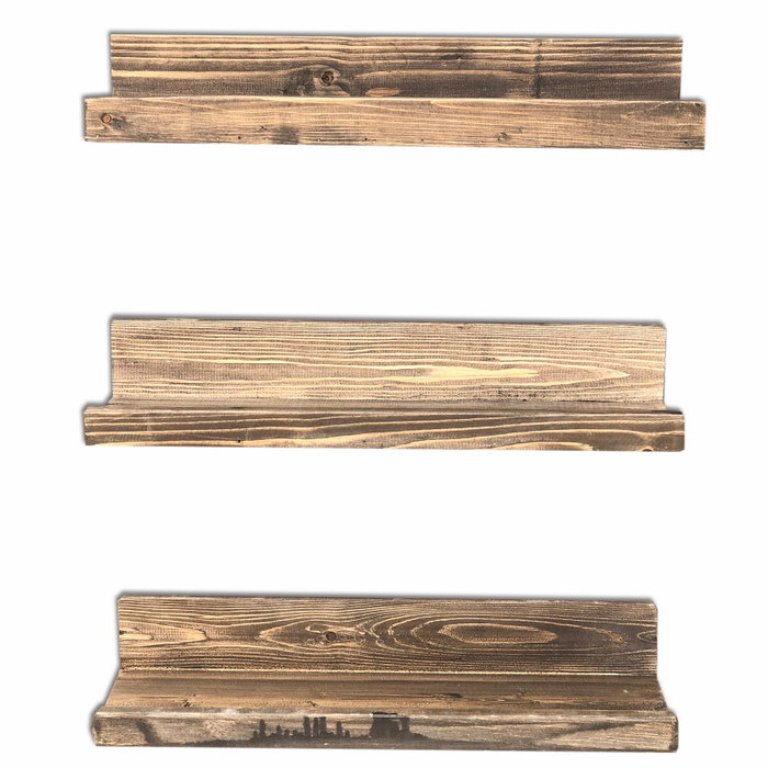 Hanah Home Estantería de Pared Aa068, Madera de Abeto Nogal, 50x13 cm (3 Piezas)