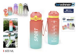 Bewinner Botella Sport Agua Multicolor 800 ml (Ancho 7,7 cm, Alto 24,3 cm, Largo 9 cm) (12 Unidades)