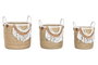 DKD Home Decor Set de 3 Cestas de Fibra y Algodón Natural