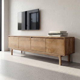 Mueble Tv Natural Madera de Mango Salón 180 X 45 X 55 cm