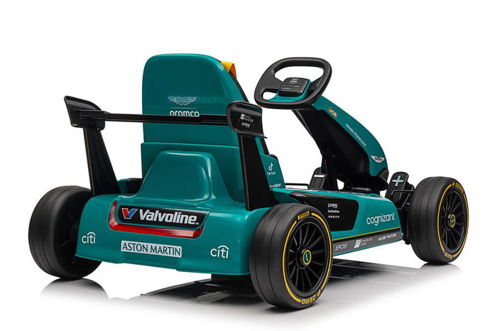 Bizak Aston Martin Kart F1 - Coche Eléctrico Infantil 12V, Licencia Oficial, Réplica F1, 2 Velocidades, Bluetooth, Luces, para +6 Años
