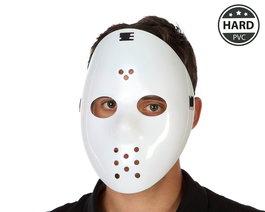 Mascara Hockey Blanca PVC para Disfraz de Halloween Asesino Adulto