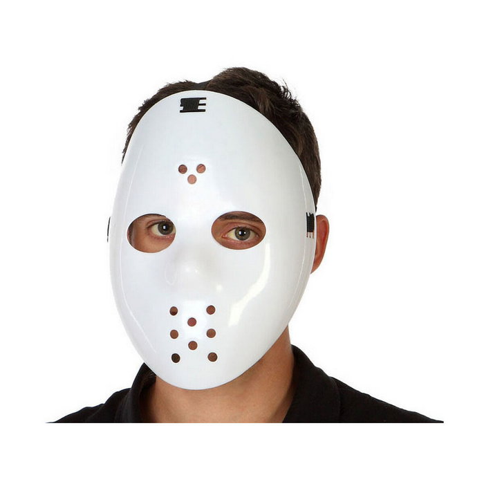 Atosa HorrorMask Mascara Hockey Blanca Con Agujeros De PVC Para Asesino