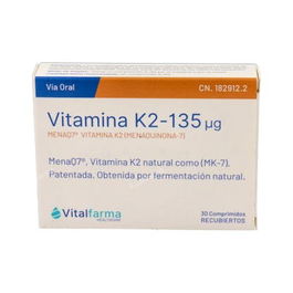 VITALFARMA Vitamina K2-7 30 Comprimidos para el Mantenimiento de Huesos