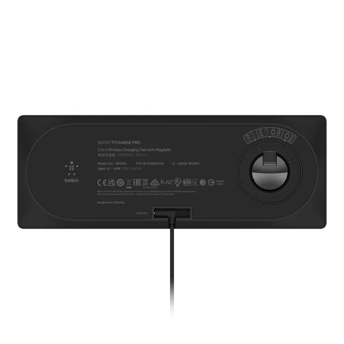 Belkin BOOST↑CHARGE PRO WIZ016VF/BK - Base de carga inalámbrica 3 en 1 Magsafe rápida para iPhone, AirPods y Apple Watch - Negro