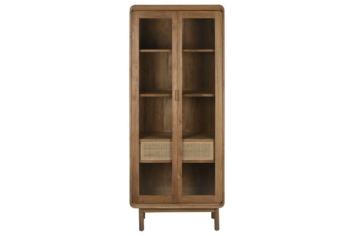 DKD Home Decor Vitrina Balines Natural Teca Cristal 190 x 80 x 45 cm DKD Home Decor Vitrina Balines Natural Teca Cristal 190 x 80 x 45 cm