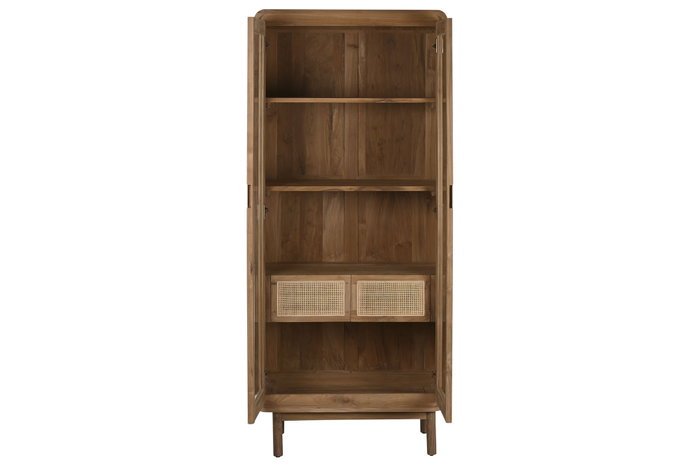 DKD Home Decor Vitrina Balines Natural Teca Cristal 190 x 80 x 45 cm DKD Home Decor Vitrina Balines Natural Teca Cristal 190 x 80 x 45 cm