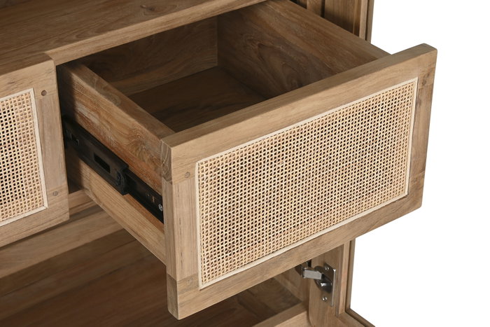 DKD Home Decor Vitrina Balines Natural Teca Cristal 190 x 80 x 45 cm DKD Home Decor Vitrina Balines Natural Teca Cristal 190 x 80 x 45 cm