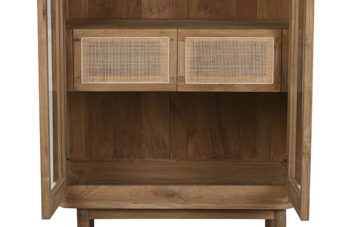 DKD Home Decor Vitrina Balines Natural Teca Cristal 190 x 80 x 45 cm DKD Home Decor Vitrina Balines Natural Teca Cristal 190 x 80 x 45 cm