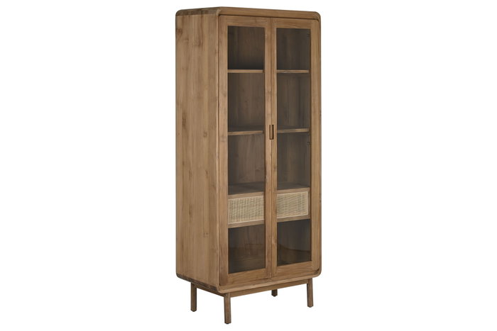 DKD Home Decor Vitrina Balines Natural Teca Cristal 190 x 80 x 45 cm DKD Home Decor Vitrina Balines Natural Teca Cristal 190 x 80 x 45 cm