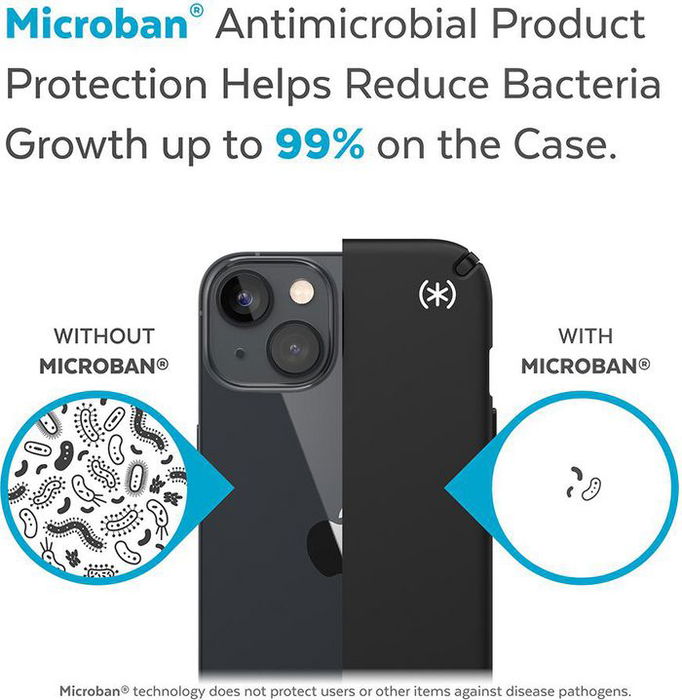 Speck Presidio 2 Pro + Ms para iPhone 14 Plus (Negro/Negro/Blanco) Compatible MagSafe Protección Antimicrobiana