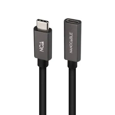 Nano Cable 10.01.4400 Cable Alargador USB 3.2 Tipo-C Macho - Tipo-C Hembra, 20Gbps, 50cm, Negro