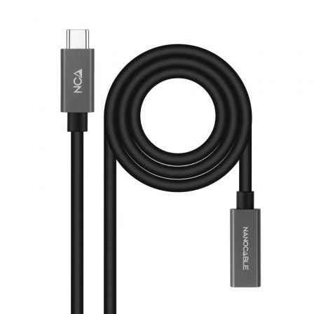 Nano Cable 10.01.4400 Cable Alargador USB 3.2 Tipo-C Macho - Tipo-C Hembra, 20Gbps, 50cm, Negro