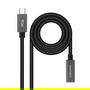 Nano Cable 10.01.4400 Cable Alargador USB 3.2 Tipo-C Macho - Tipo-C Hembra, 20Gbps, 50cm, Negro