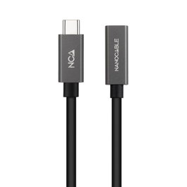 Nanocable Cable Alargador USB-C Macho a Hembra 3.2 Gen2x2 20Gbps, 50cm, Negro