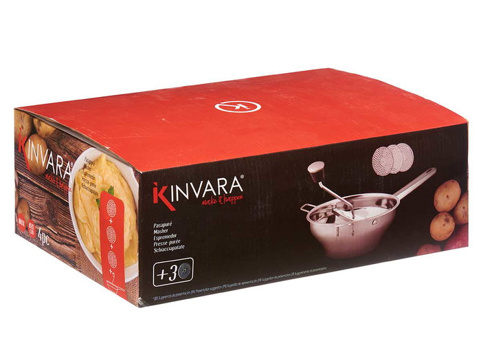 Kinvara Pasapurés de Acero Inoxidable con 3 Discos, 20 cm de Diámetro (Set de 6)
