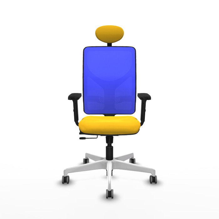 PIQUERAS Y CRESPO Silla de oficina Motilla con mecanismo Sincro/Traslack Amarillo y Azul