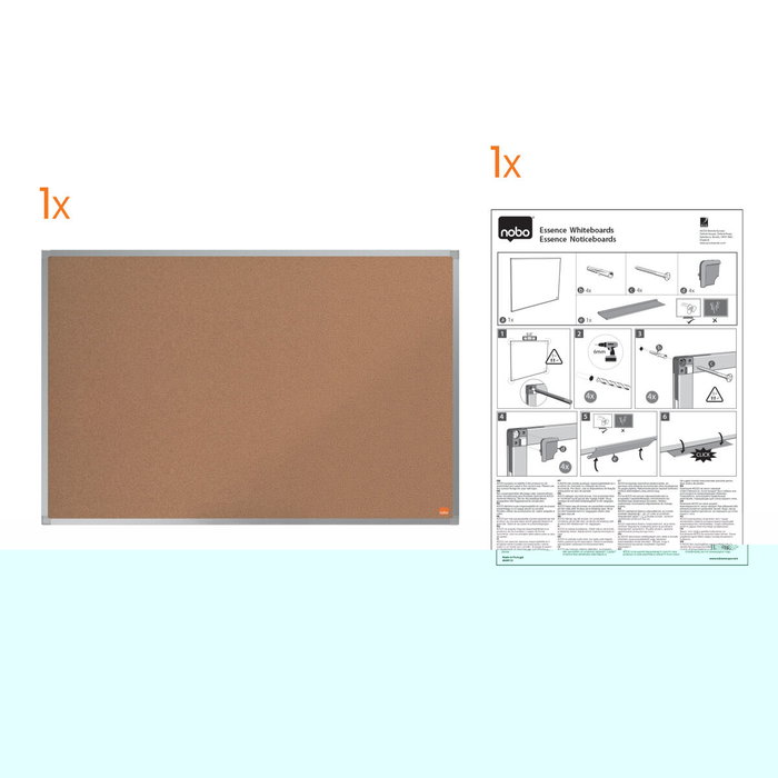 NOBO Tablero de Anuncios de Corcho Essence con Marco de Aluminio 200x100 cm