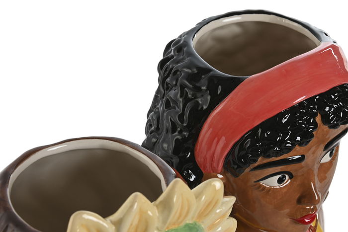 DKD Home Decor Macetero Busto Mujer Tropical Multicolor 21 x 16 x 25 cm (2 Unidades)