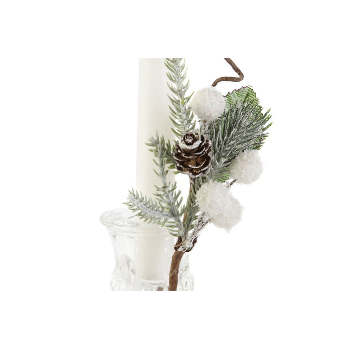 DKD Home Decor Set de 4 Velas de Cera de Parafina y Cristal Blanco