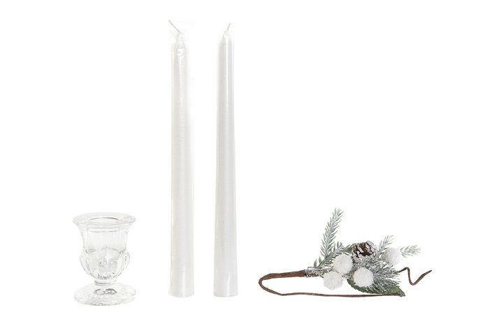 DKD Home Decor Vela Navidad Moderna Blanca Set 4 Piezas Cera Parafina Cristal 2x2x20 cm DKD Home Decor Vela Navidad Moderna Blanca Set 4 Piezas Cera Parafina Cristal 2x2x20 cm