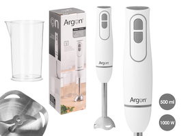 Argon Batidora de Vaso 1000W, Vaso 500ml, Color Blanco y Gris, Dimensiones 6.3x36x6.3 cm (Set de 6)